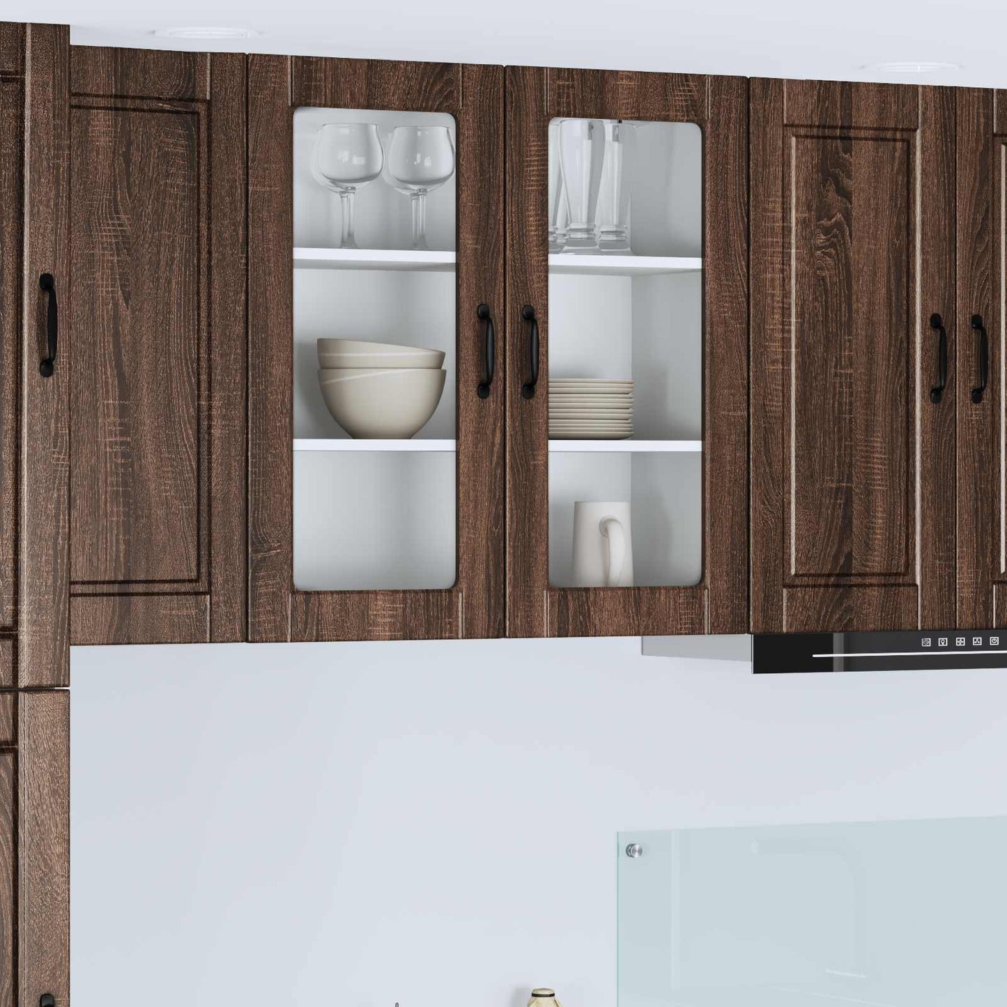 Wall Glass Cabinet PORTO Brown Oak 80 x 31 x 80 cm
