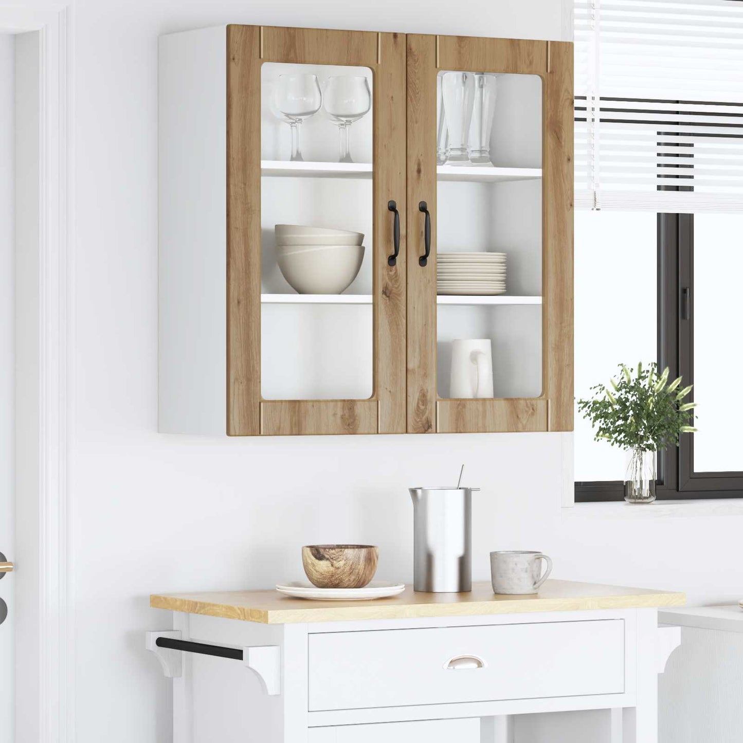 Wall Glass Cabinet PORTO Artisan Oak 80 x 31 x 80 cm