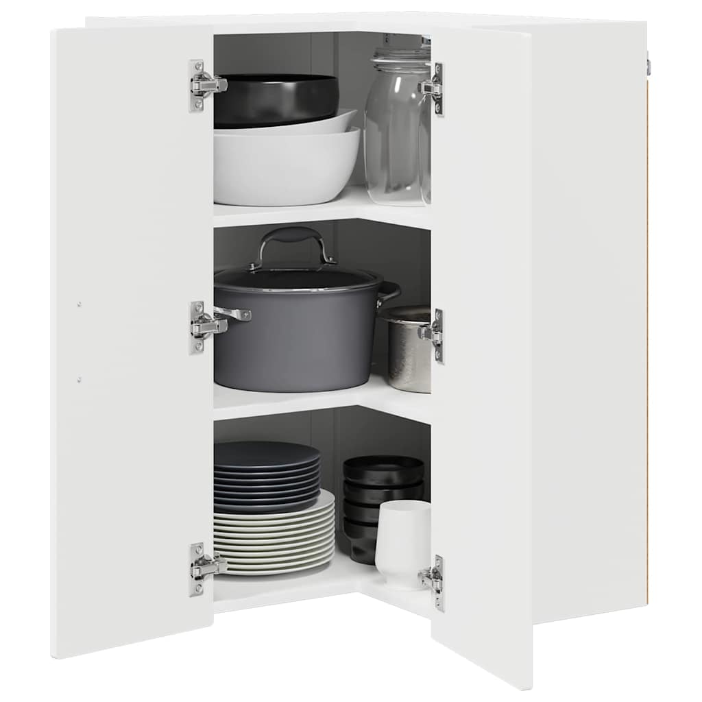 Wall Corner Cabinet PORTO White 57 x 57 x 80 cm Engineered Wood