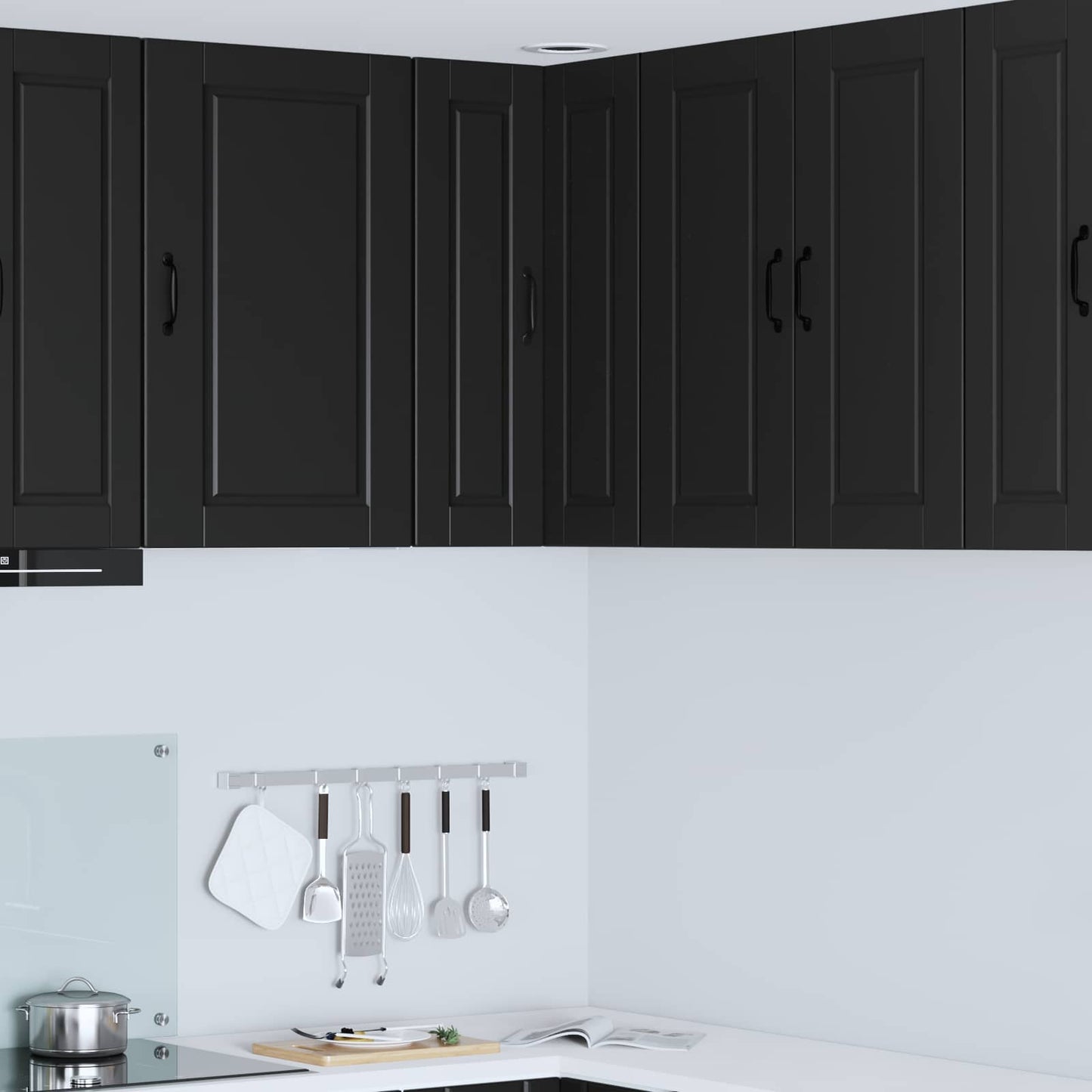 Wall Corner Cabinet PORTO Black 57 x 57 x 80 cm Engineered Wood
