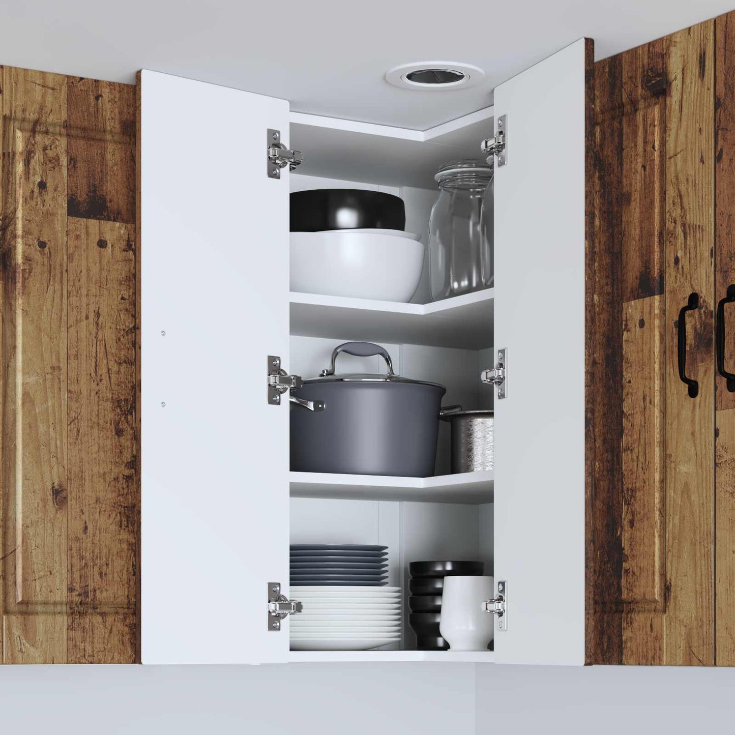 Wall Corner Cabinet PORTO Old Wood 57 x 57 x 80 cm