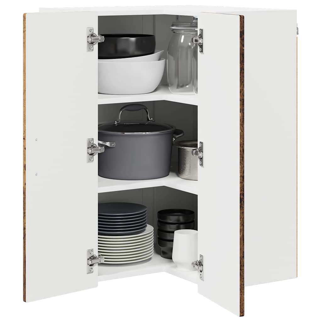 Wall Corner Cabinet PORTO Old Wood 57 x 57 x 80 cm