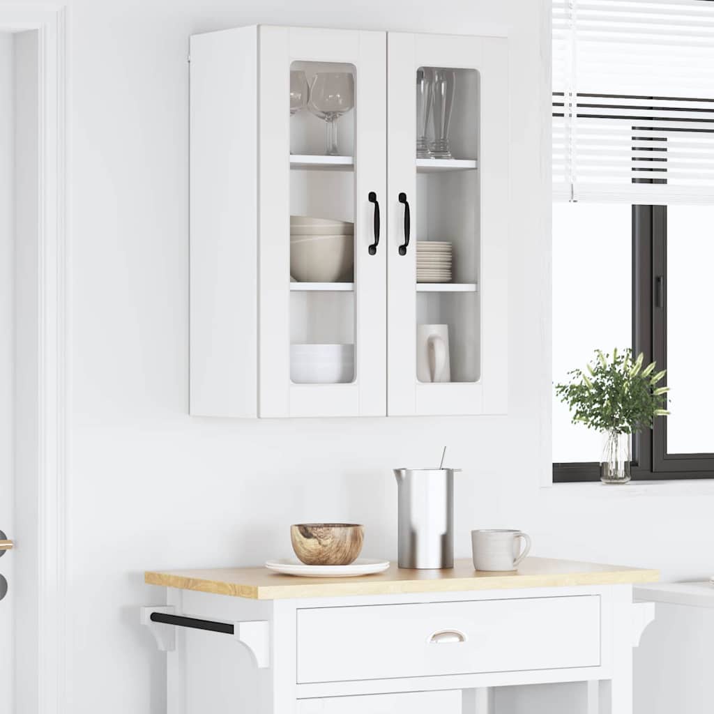 Wall Glass Cabinet PORTO White 60 x 31 x 80 cm Engineered Wood