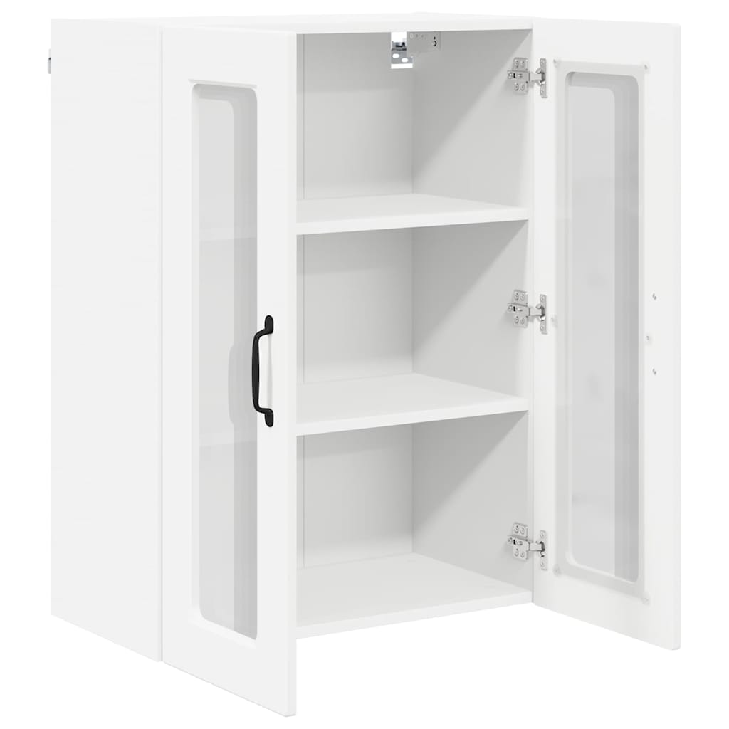 Wall Glass Cabinet PORTO White 60 x 31 x 80 cm Engineered Wood