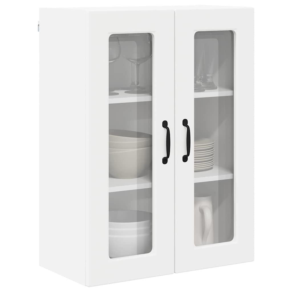 Wall Glass Cabinet PORTO White 60 x 31 x 80 cm Engineered Wood
