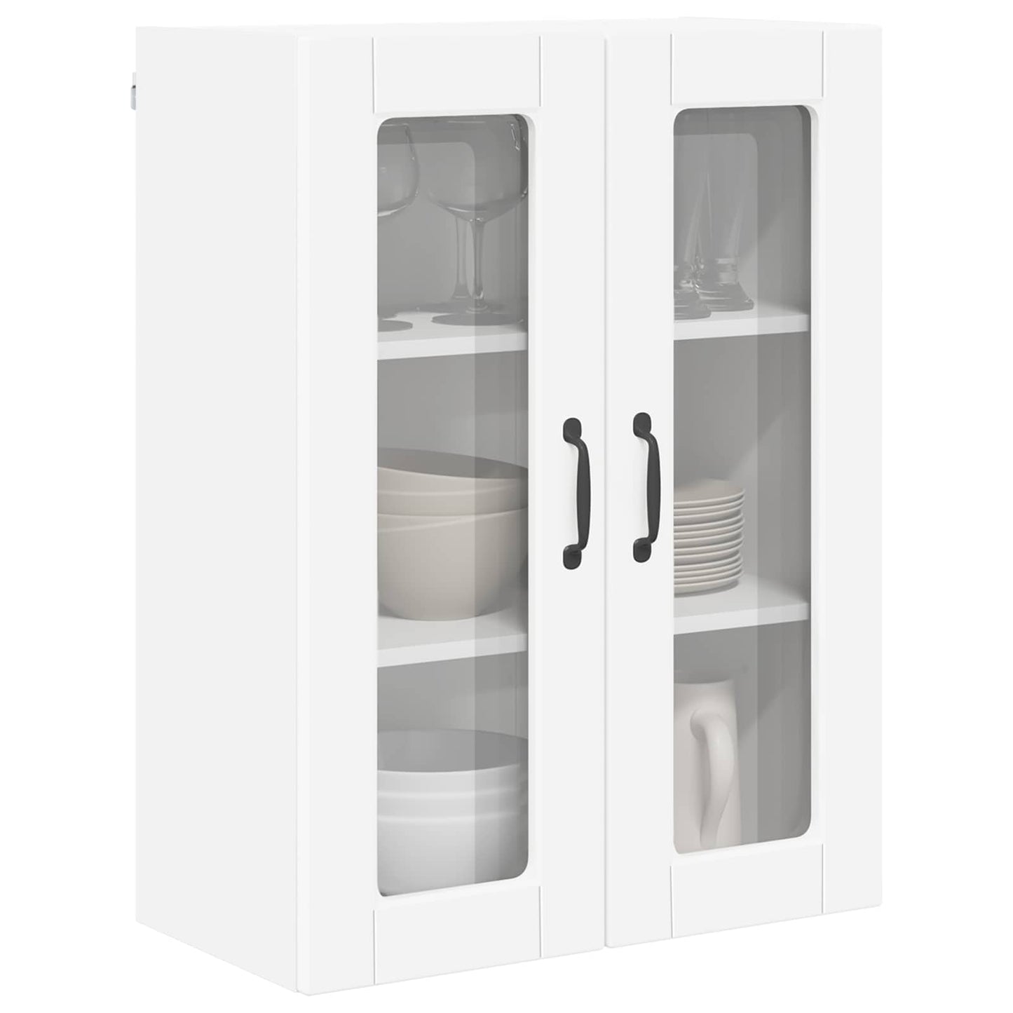 Wall Glass Cabinet PORTO White 60 x 31 x 80 cm Engineered Wood
