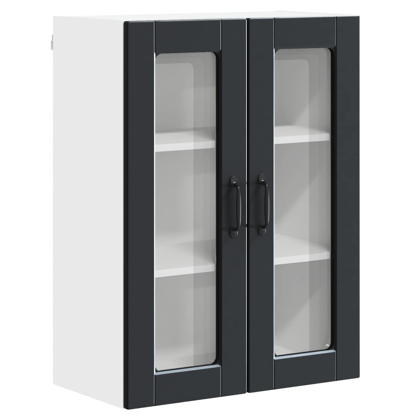 Wall Glass Cabinet PORTO Black 60 x 31 x 80 cm Engineered Wood