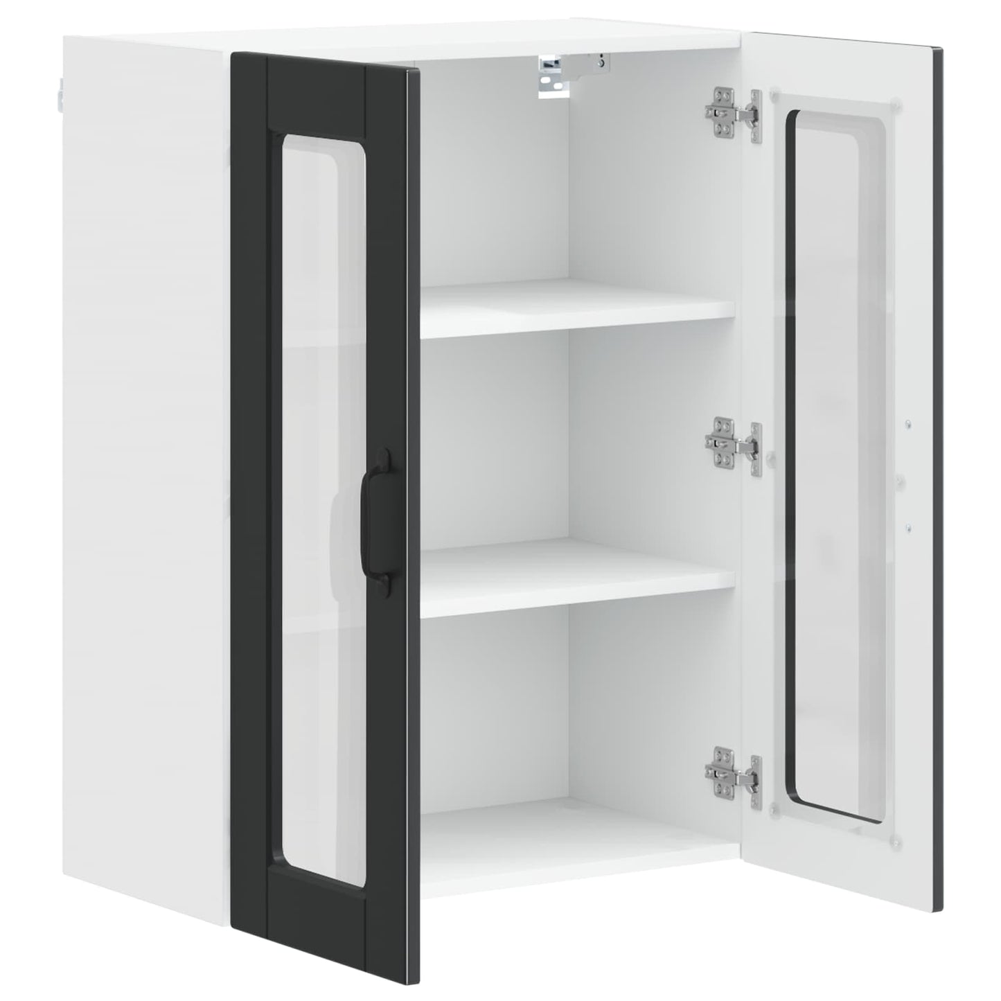 Wall Glass Cabinet PORTO Black 60 x 31 x 80 cm Engineered Wood