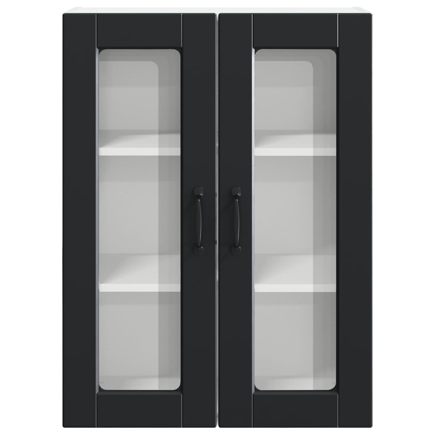 Wall Glass Cabinet PORTO Black 60 x 31 x 80 cm Engineered Wood