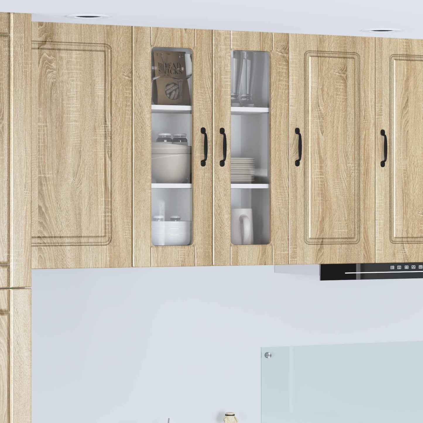 Wall Glass Cabinet PORTO Sonoma Oak 60 x 31 x 80 cm