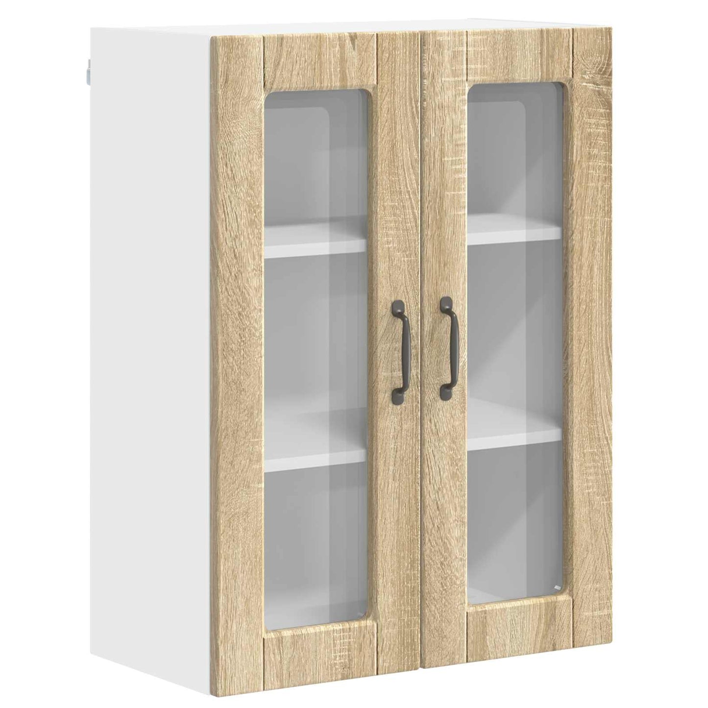 Wall Glass Cabinet PORTO Sonoma Oak 60 x 31 x 80 cm