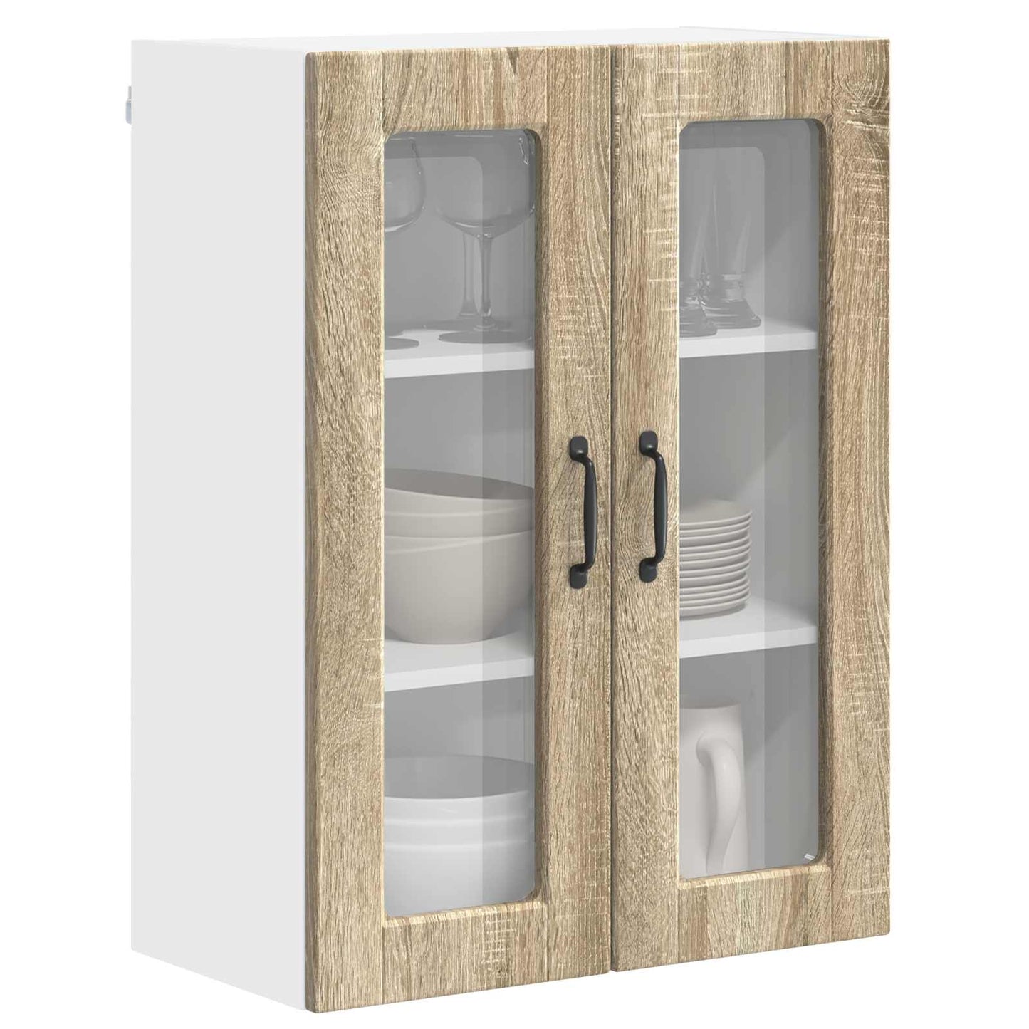Wall Glass Cabinet PORTO Sonoma Oak 60 x 31 x 80 cm