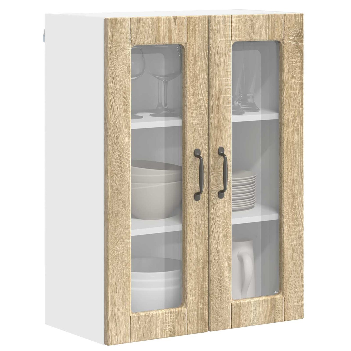 Wall Glass Cabinet PORTO Sonoma Oak 60 x 31 x 80 cm