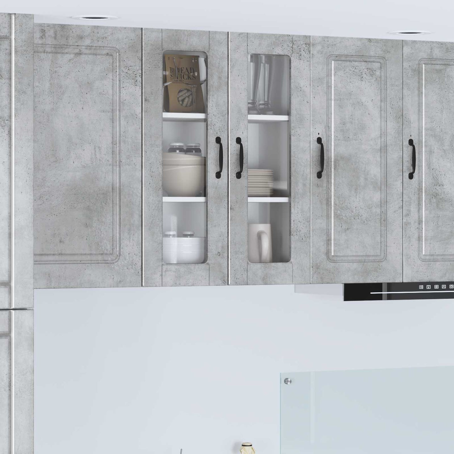 Wall Glass Cabinet PORTO Concrete Grey 60 x 31 x 80 cm