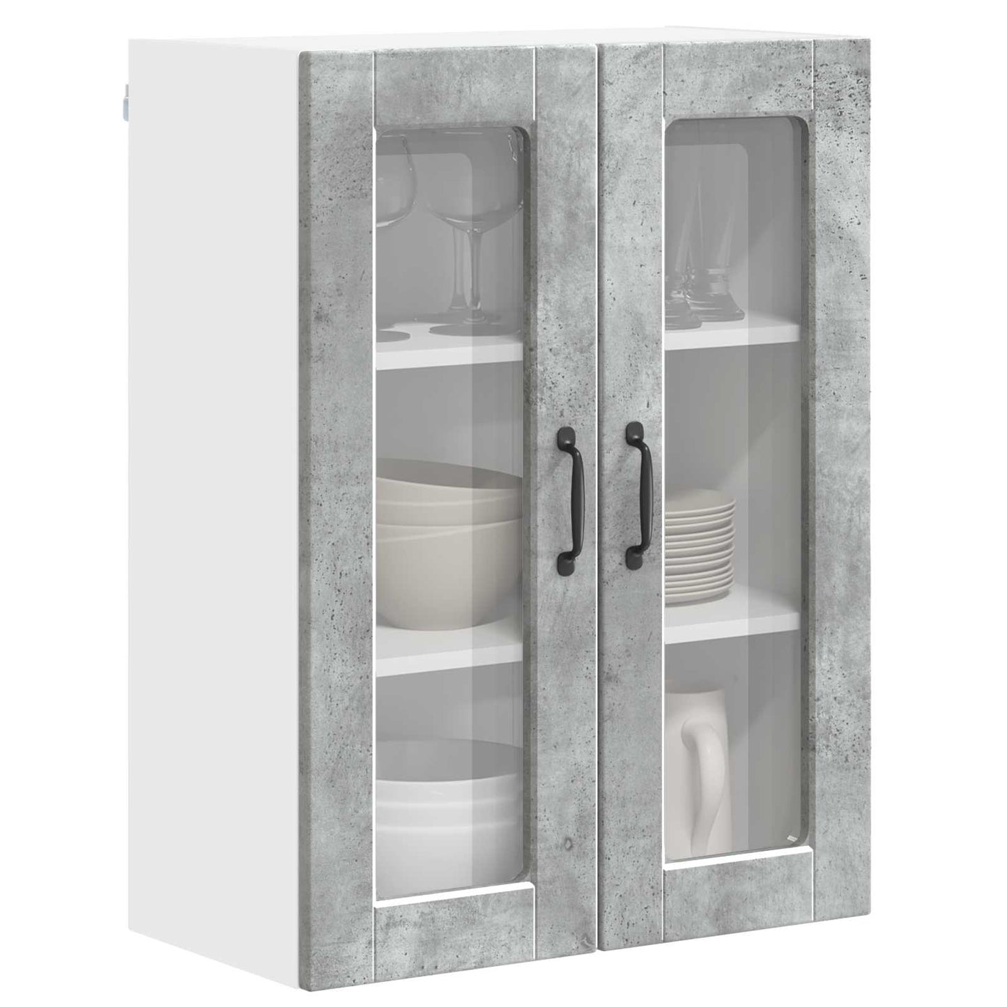 Wall Glass Cabinet PORTO Concrete Grey 60 x 31 x 80 cm
