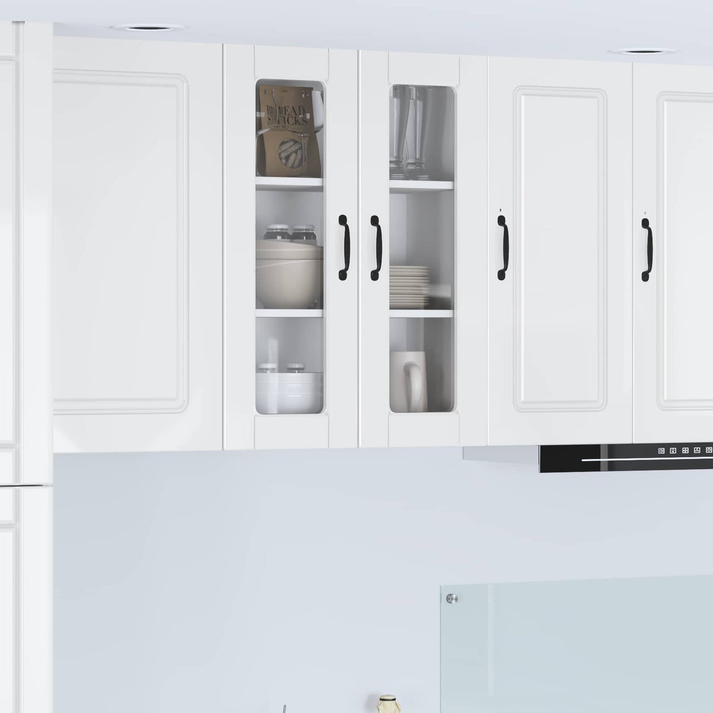 Wall Glass Cabinet PORTO High Gloss White 60 x 31 x 80 cm