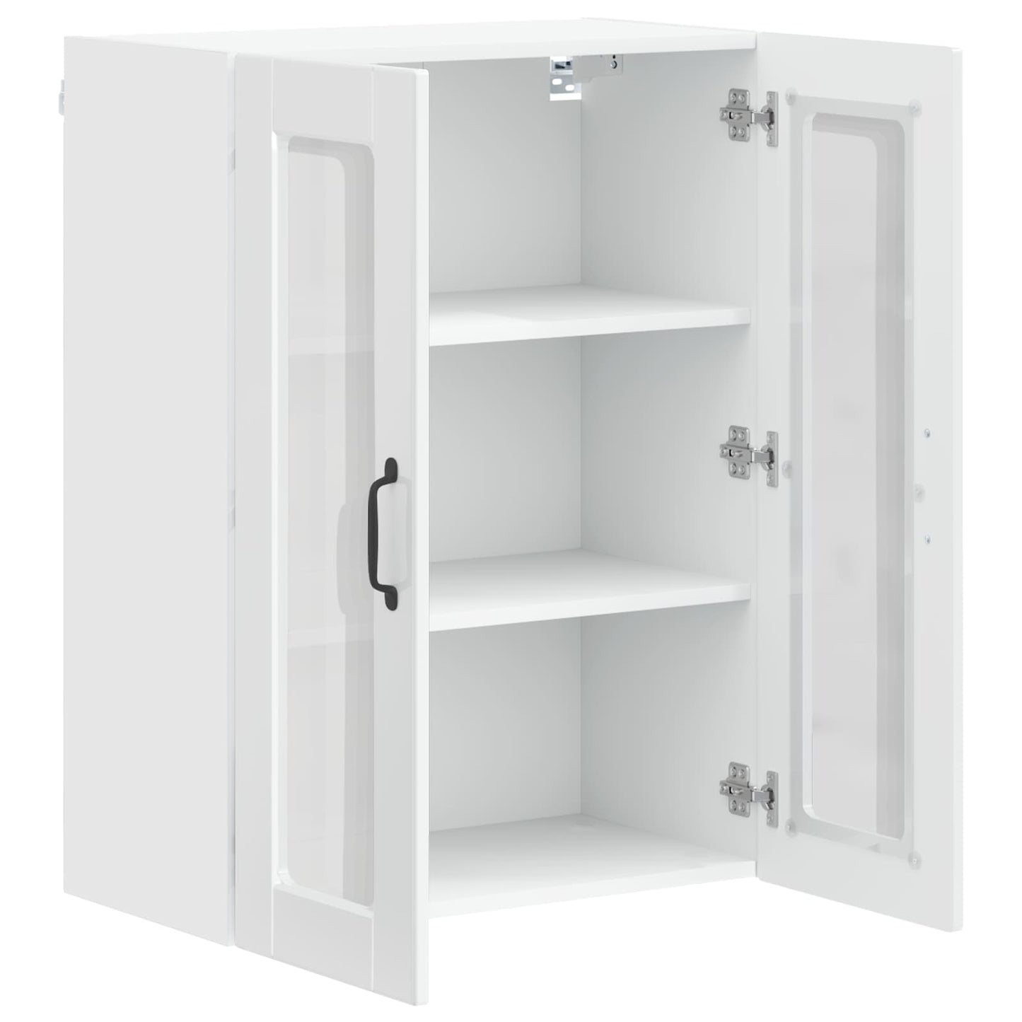 Wall Glass Cabinet PORTO High Gloss White 60 x 31 x 80 cm