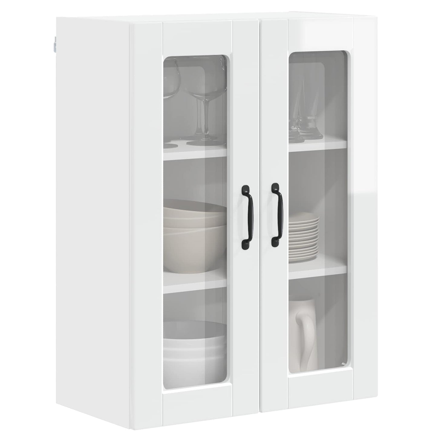 Wall Glass Cabinet PORTO High Gloss White 60 x 31 x 80 cm