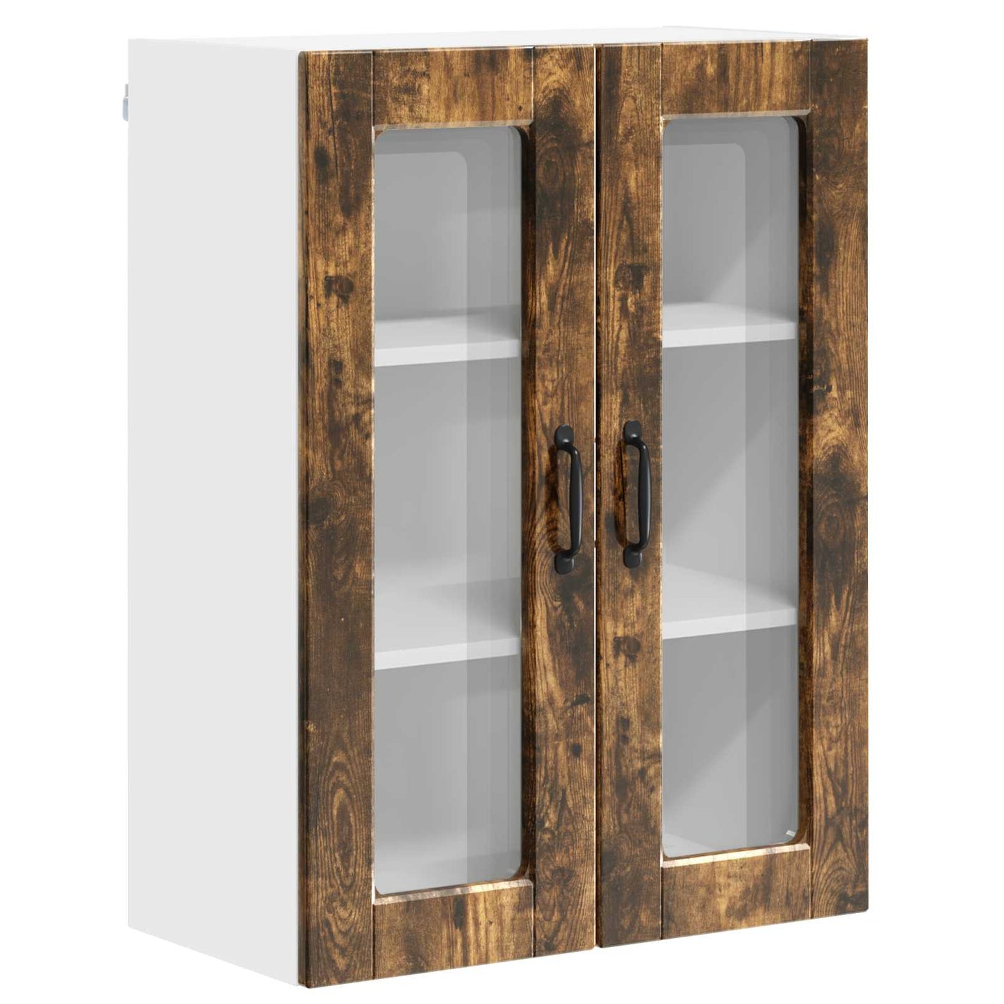Wall Glass Cabinet PORTO Smoked Oak 60 x 31 x 80 cm