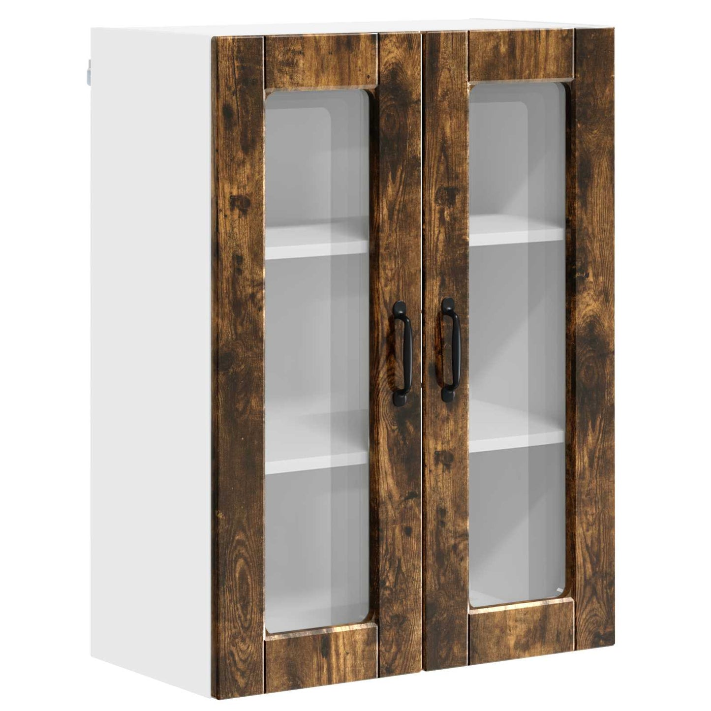 Wall Glass Cabinet PORTO Smoked Oak 60 x 31 x 80 cm