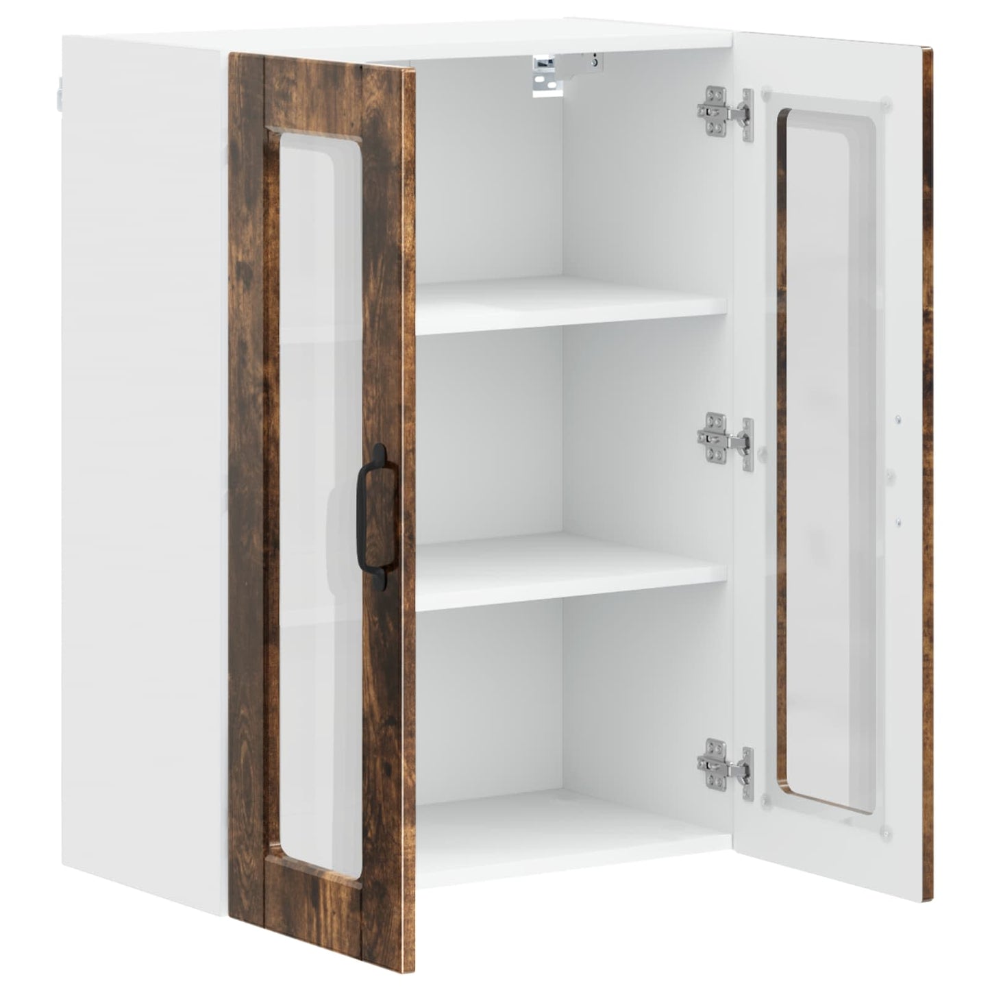 Wall Glass Cabinet PORTO Smoked Oak 60 x 31 x 80 cm