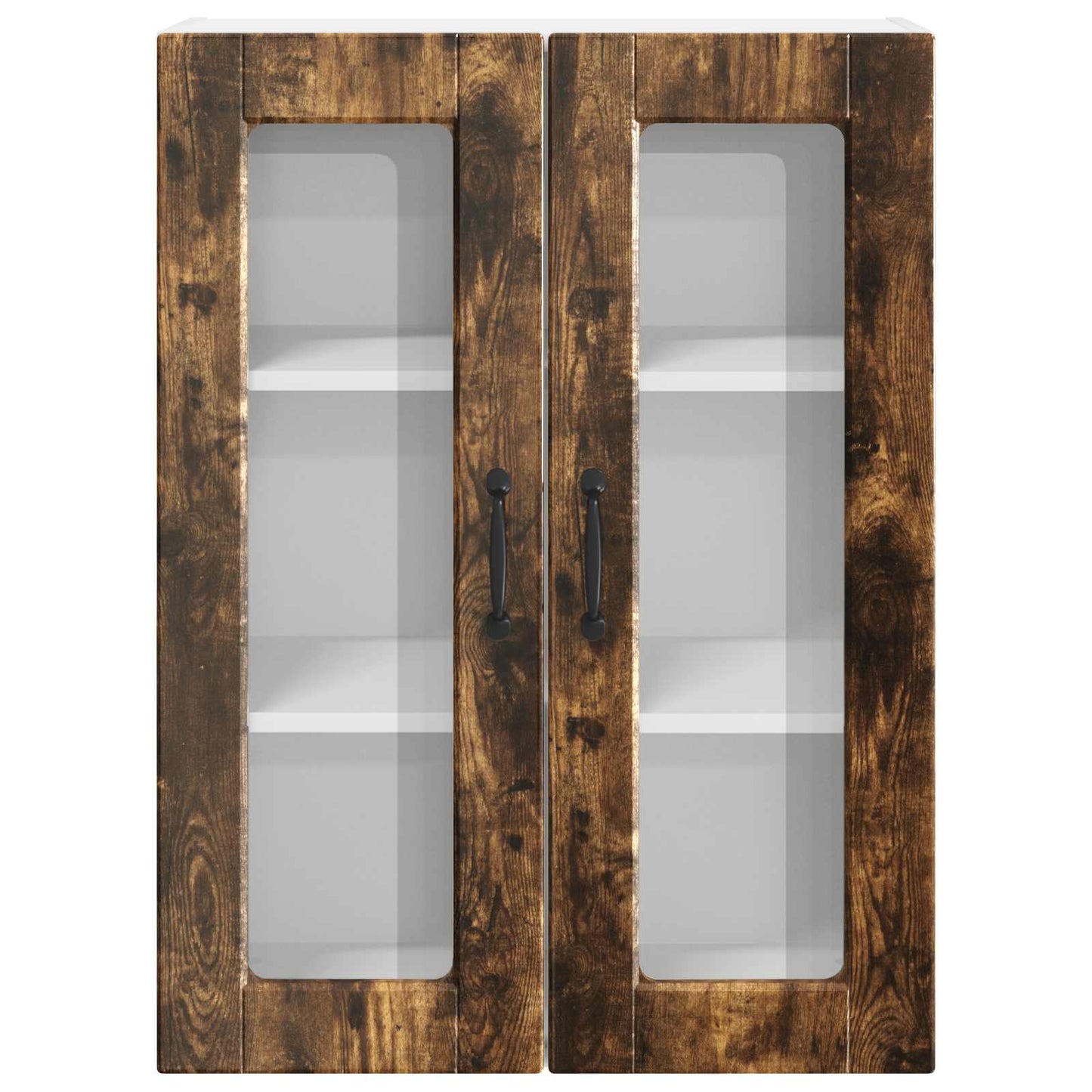 Wall Glass Cabinet PORTO Smoked Oak 60 x 31 x 80 cm
