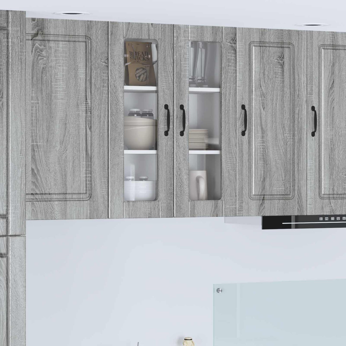 Wall Glass Cabinet PORTO Grey Sonoma 60 x 31 x 80 cm