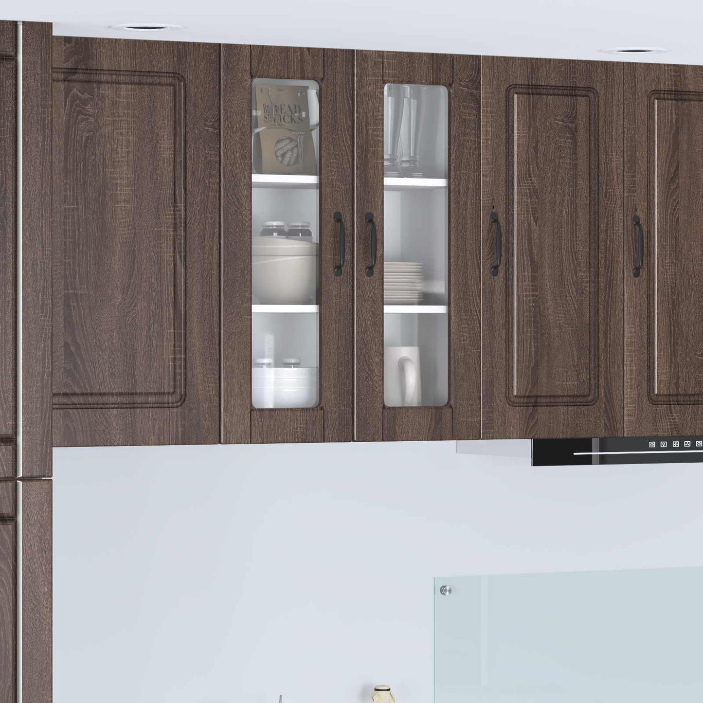 Wall Glass Cabinet PORTO Brown Oak 60 x 31 x 80 cm