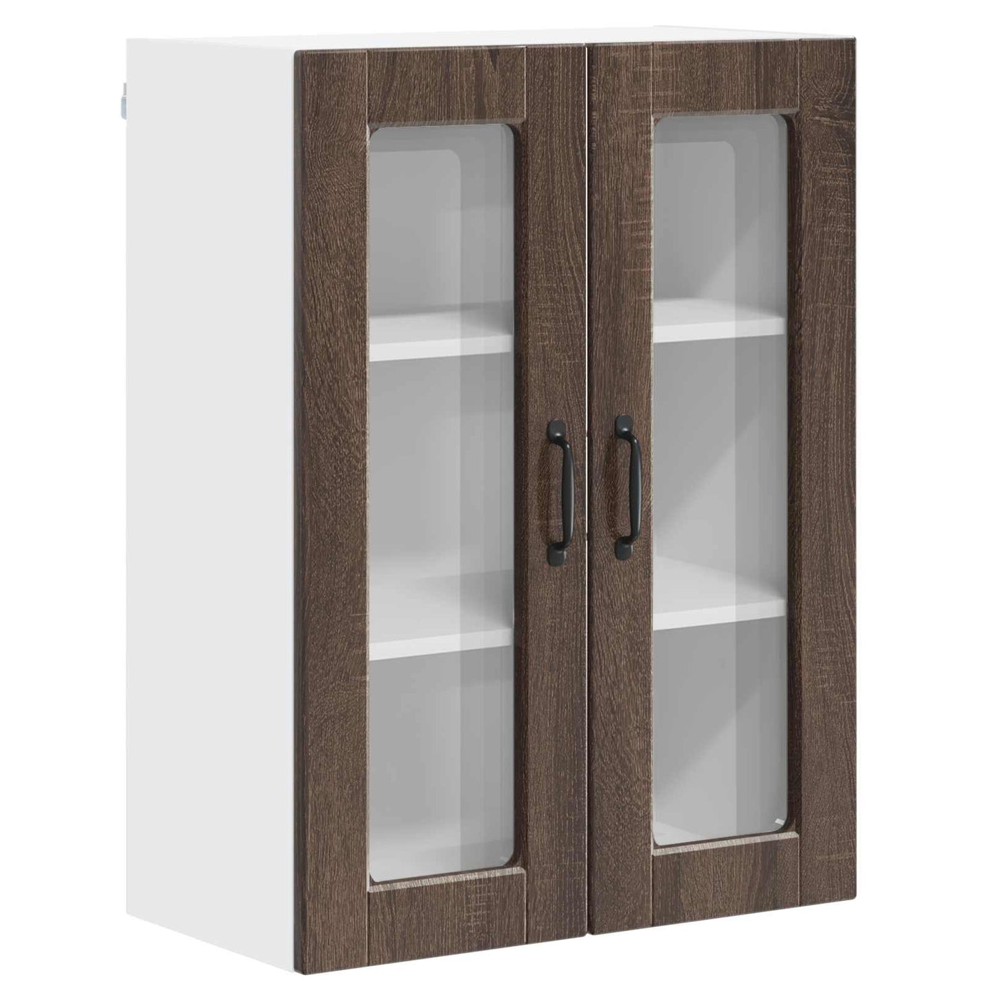Wall Glass Cabinet PORTO Brown Oak 60 x 31 x 80 cm