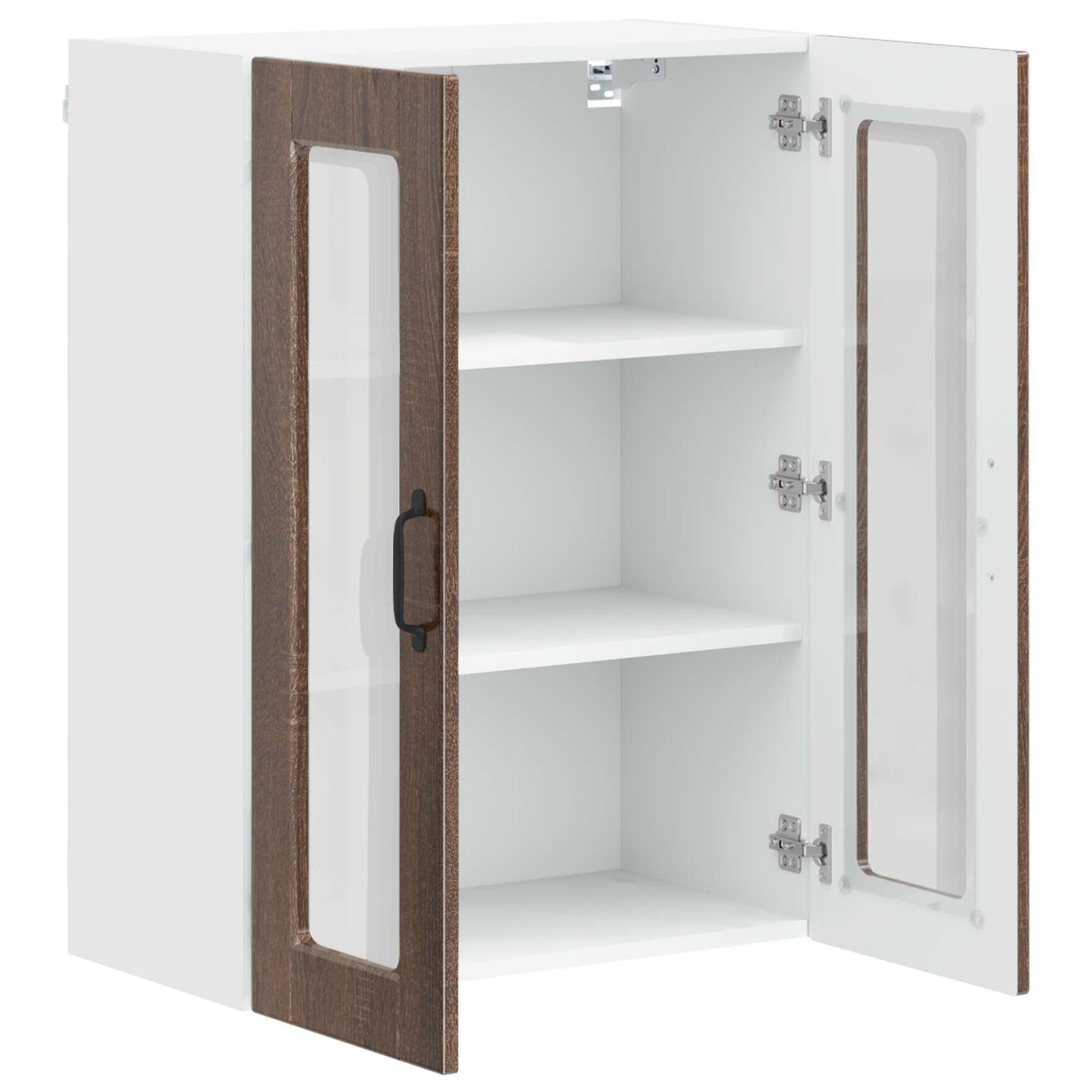 Wall Glass Cabinet PORTO Brown Oak 60 x 31 x 80 cm