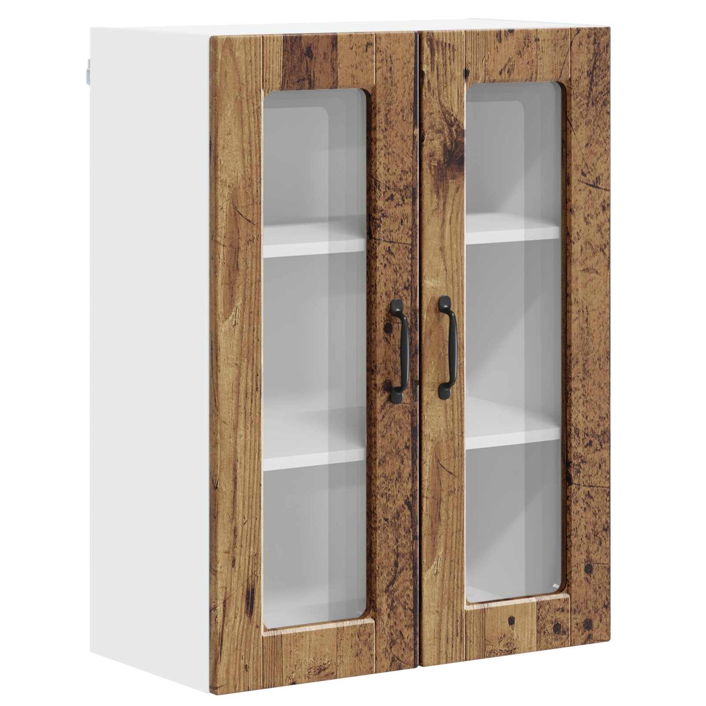Wall Glass Cabinet PORTO Old Wood 60 x 31 x 80 cm