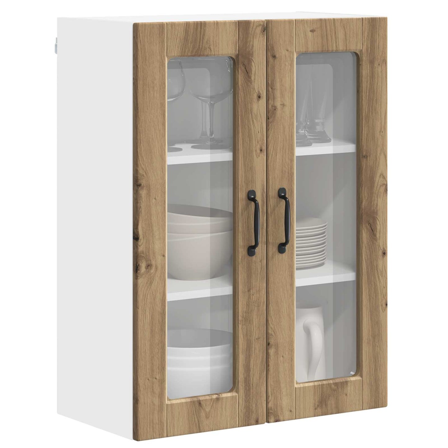 Wall Glass Cabinet PORTO Artisan Oak 60 x 31 x 80 cm