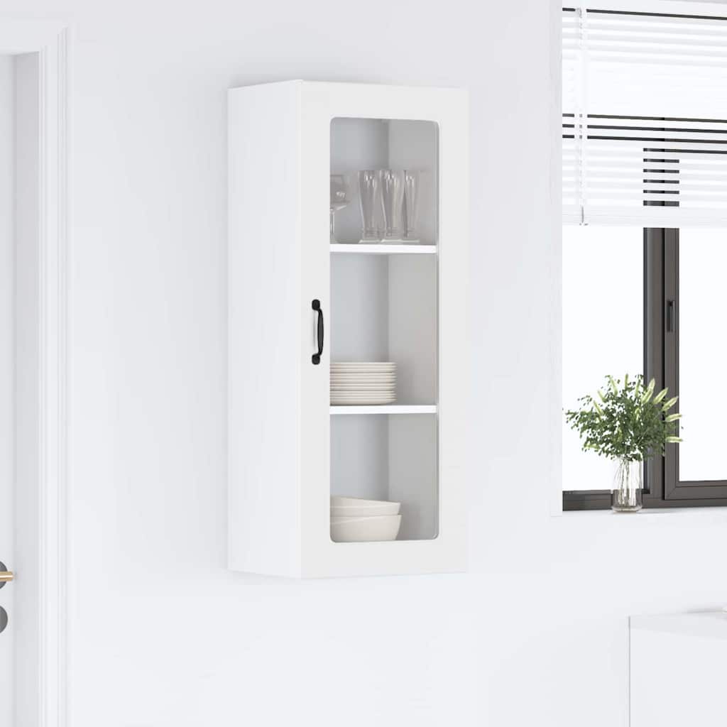 Wall Glass Cabinet White 40 x 31 x 100 cm Engineered Wood