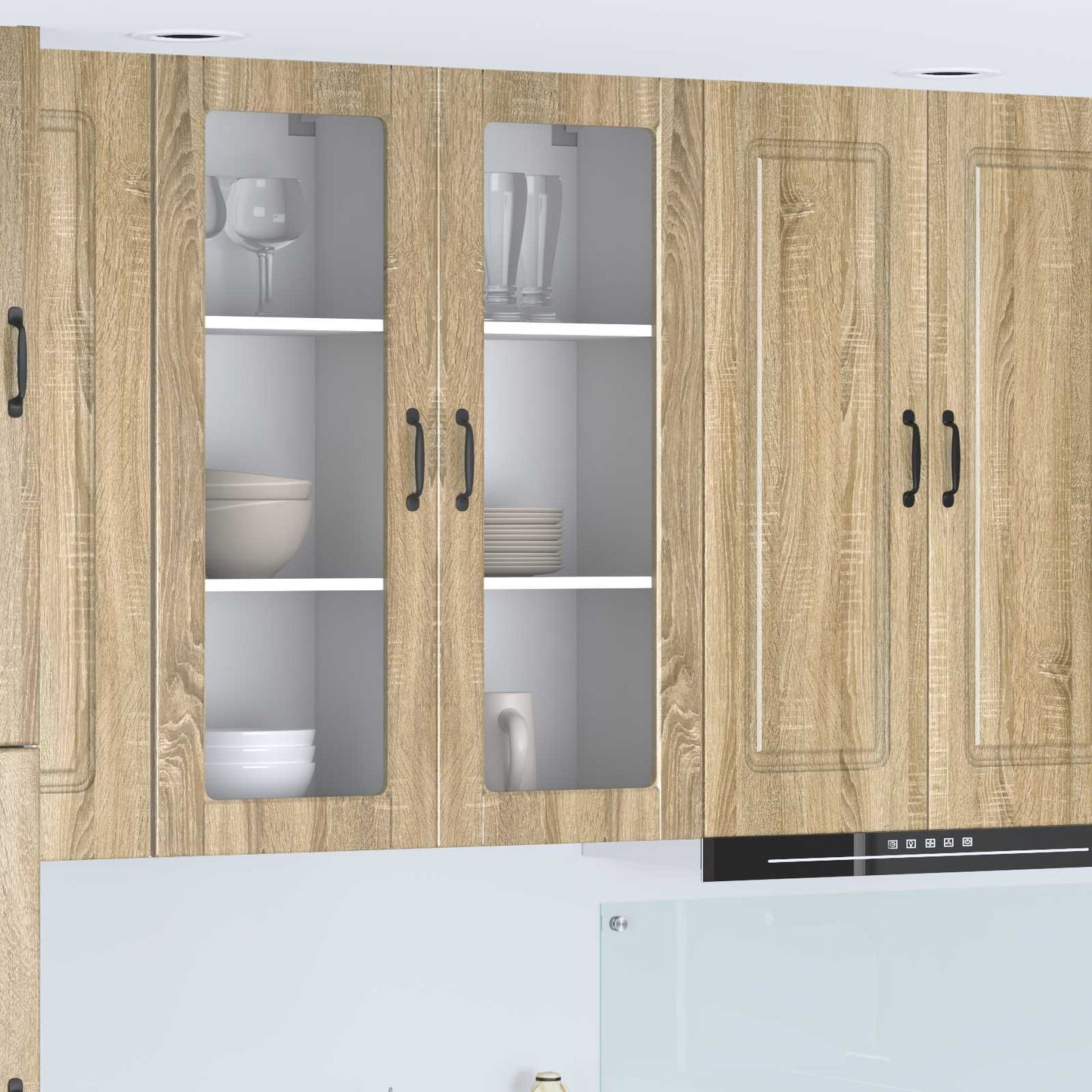 Wall Glass Cabinet PORTO Sonoma Oak 40 x 31 x 100 cm