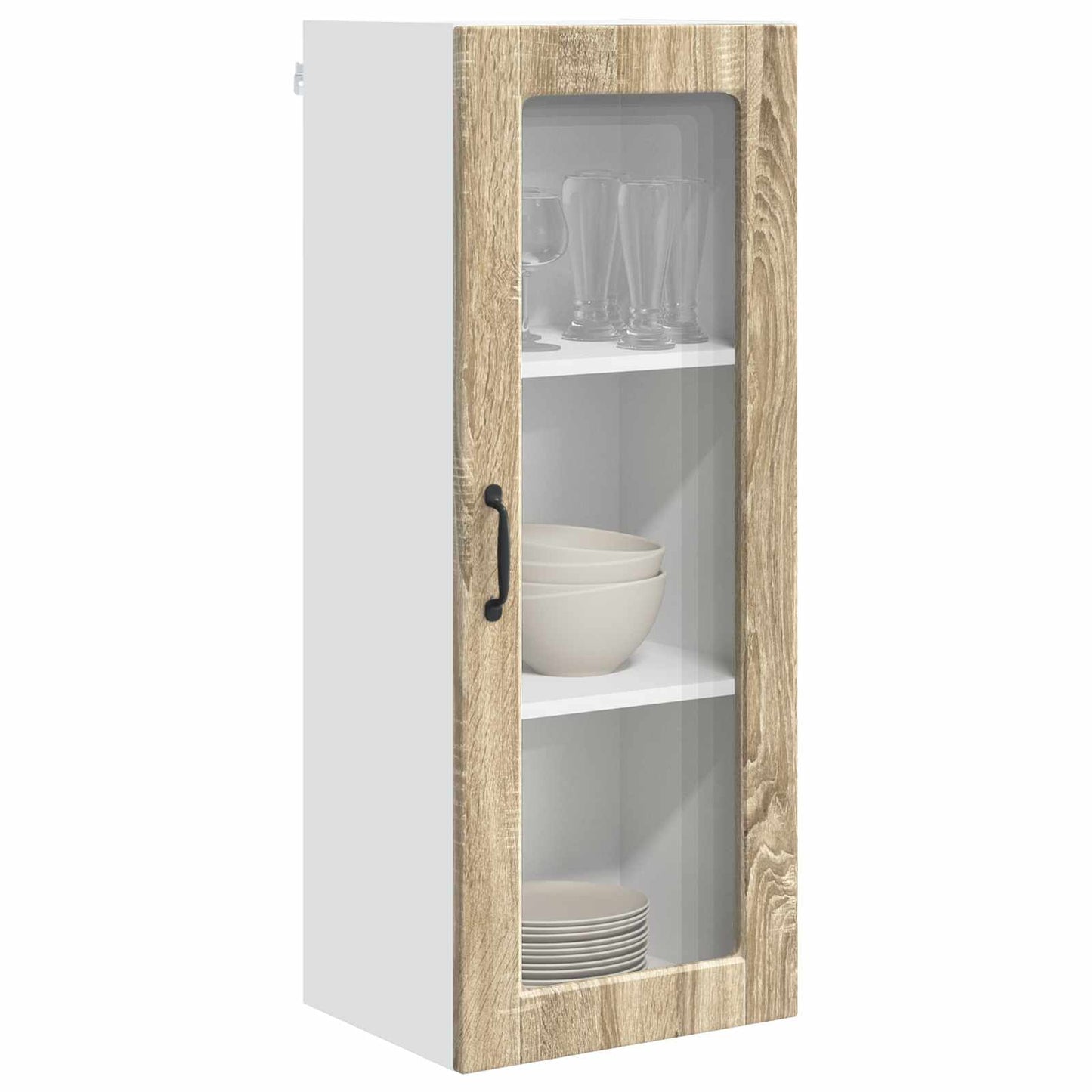 Wall Glass Cabinet PORTO Sonoma Oak 40 x 31 x 100 cm