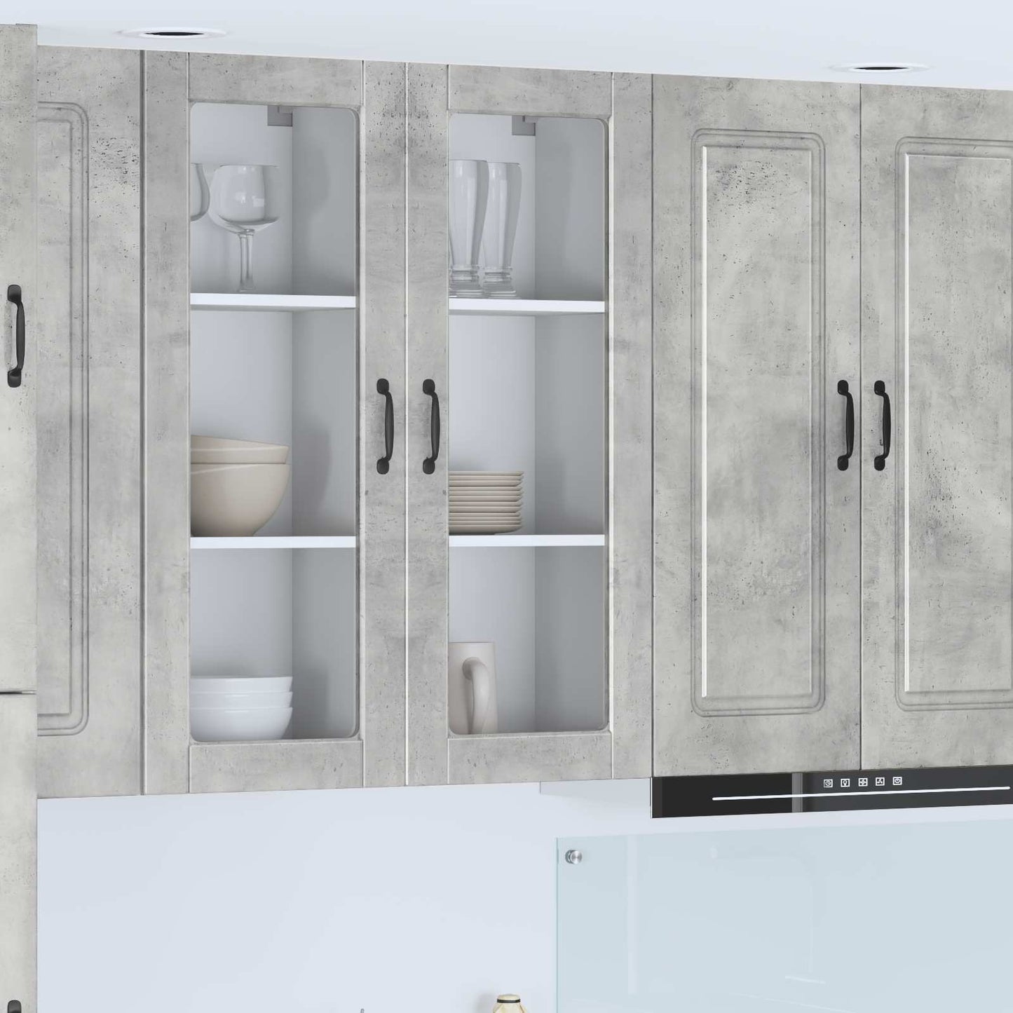 Wall Glass Cabinet PORTO Concrete Grey 40 x 31 x 100 cm