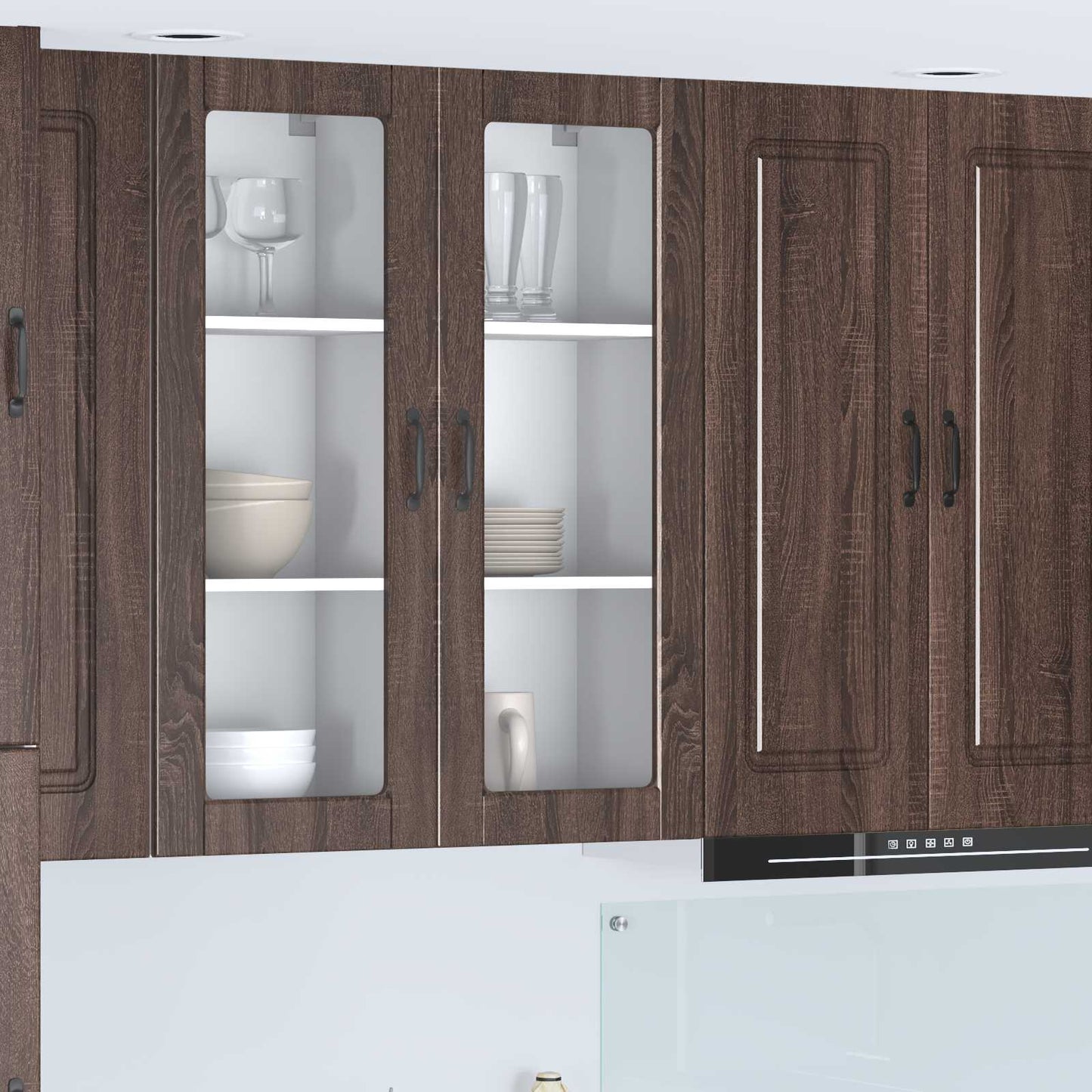 Wall Glass Cabinet Brown Oak 40 x 31 x 100 cm Engineered Wood