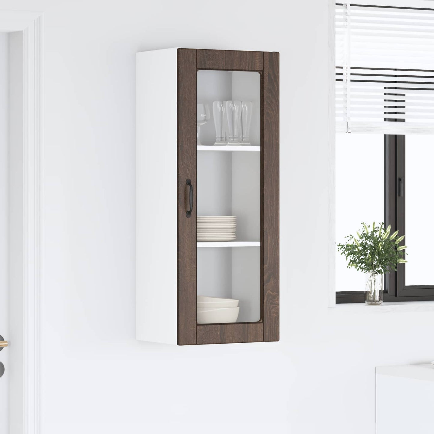Wall Glass Cabinet Brown Oak 40 x 31 x 100 cm Engineered Wood