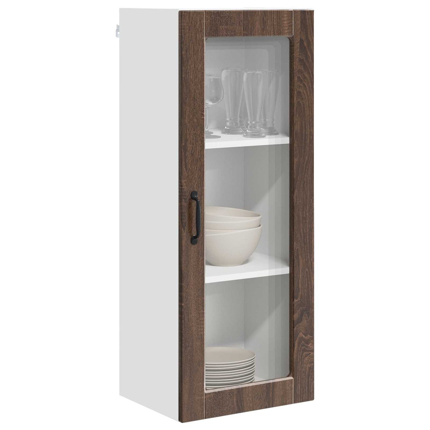 Wall Glass Cabinet Brown Oak 40 x 31 x 100 cm Engineered Wood