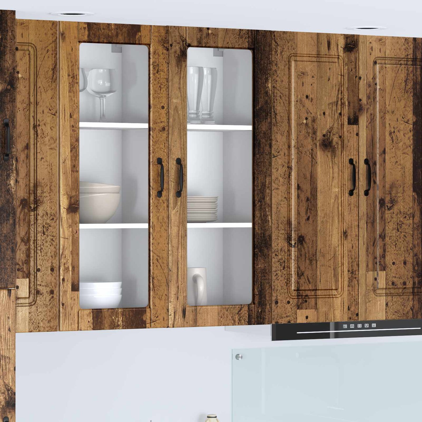 Wall Glass Cabinet PORTO Old Wood 40 x 31 x 100 cm