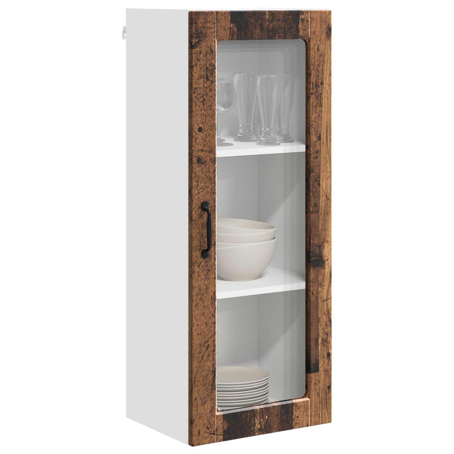 Wall Glass Cabinet PORTO Old Wood 40 x 31 x 100 cm