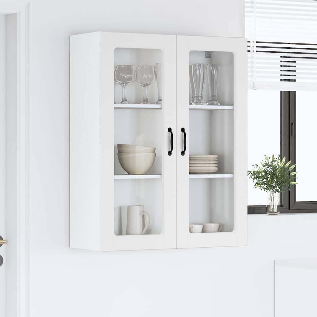 Wall Glass Cabinet White 80 x 31 x 100 cm Engineered Wood