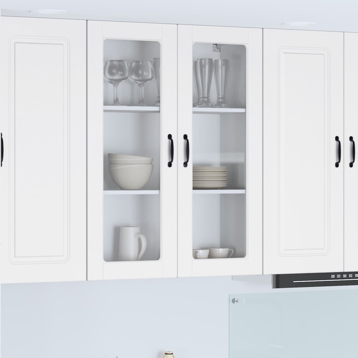 Wall Glass Cabinet PORTO White 80 x 31 x 100 cm Engineered Wood