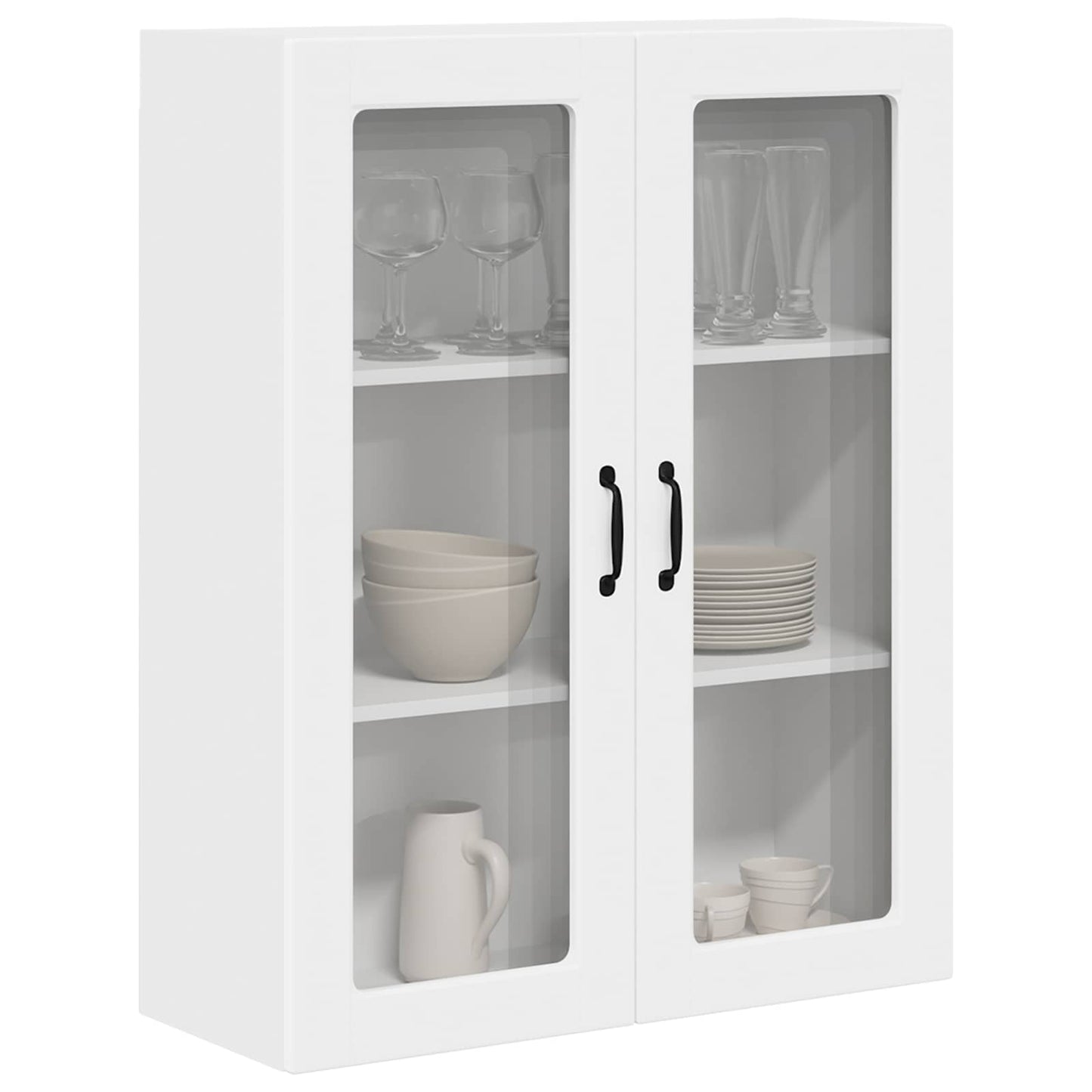 Wall Glass Cabinet PORTO White 80 x 31 x 100 cm Engineered Wood