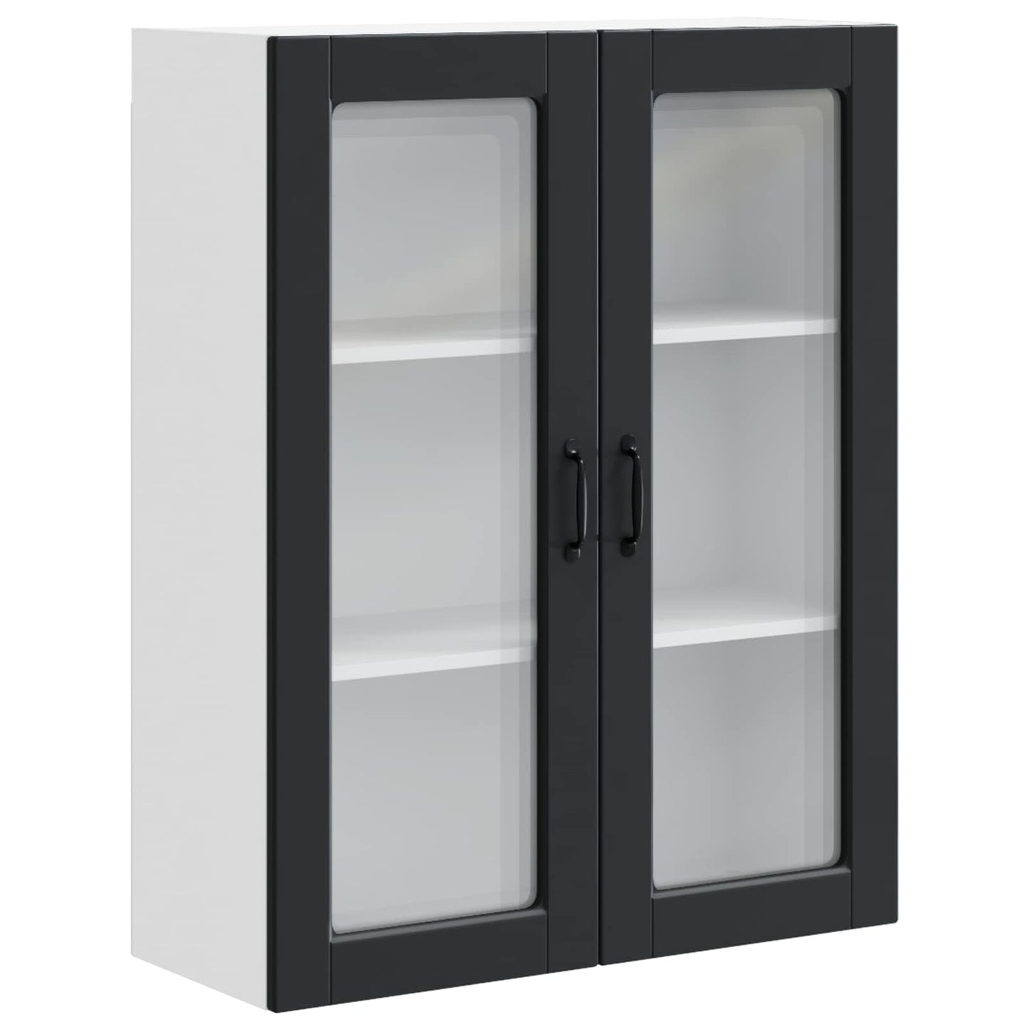 Wall Glass Cabinet PORTO Black 80 x 31 x 100 cm Engineered Wood