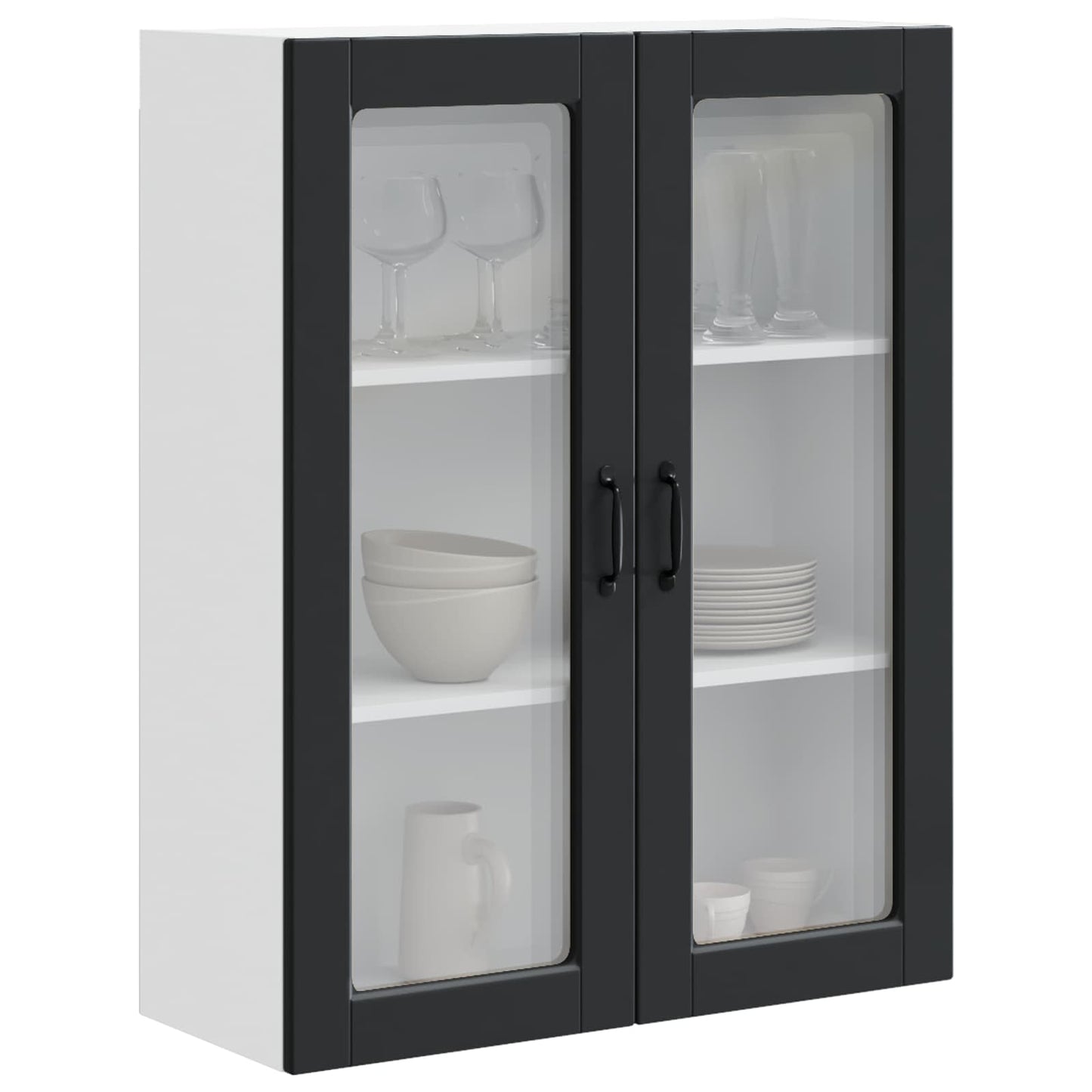 Wall Glass Cabinet PORTO Black 80 x 31 x 100 cm Engineered Wood