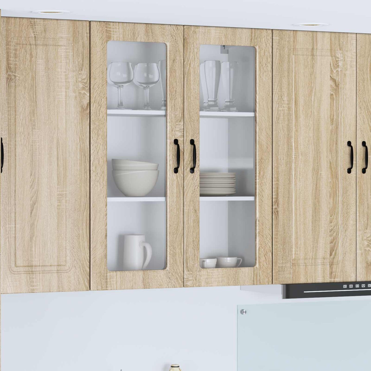 Wall Glass Cabinet PORTO Sonoma Oak 80 x 31 x 100 cm