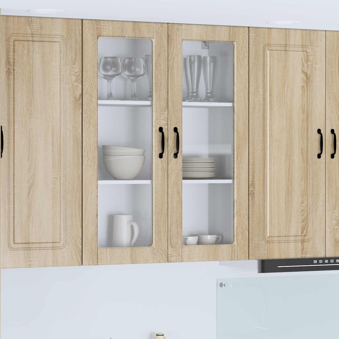 Wall Glass Cabinet PORTO Sonoma Oak 80 x 31 x 100 cm