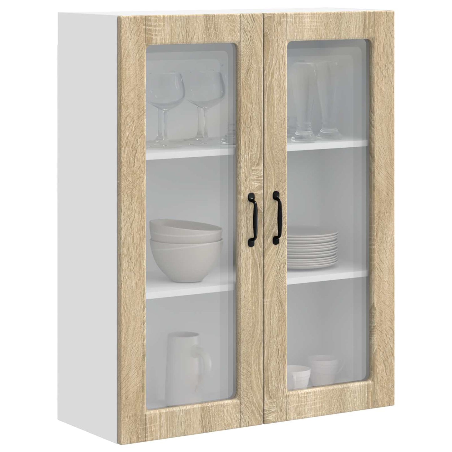 Wall Glass Cabinet PORTO Sonoma Oak 80 x 31 x 100 cm