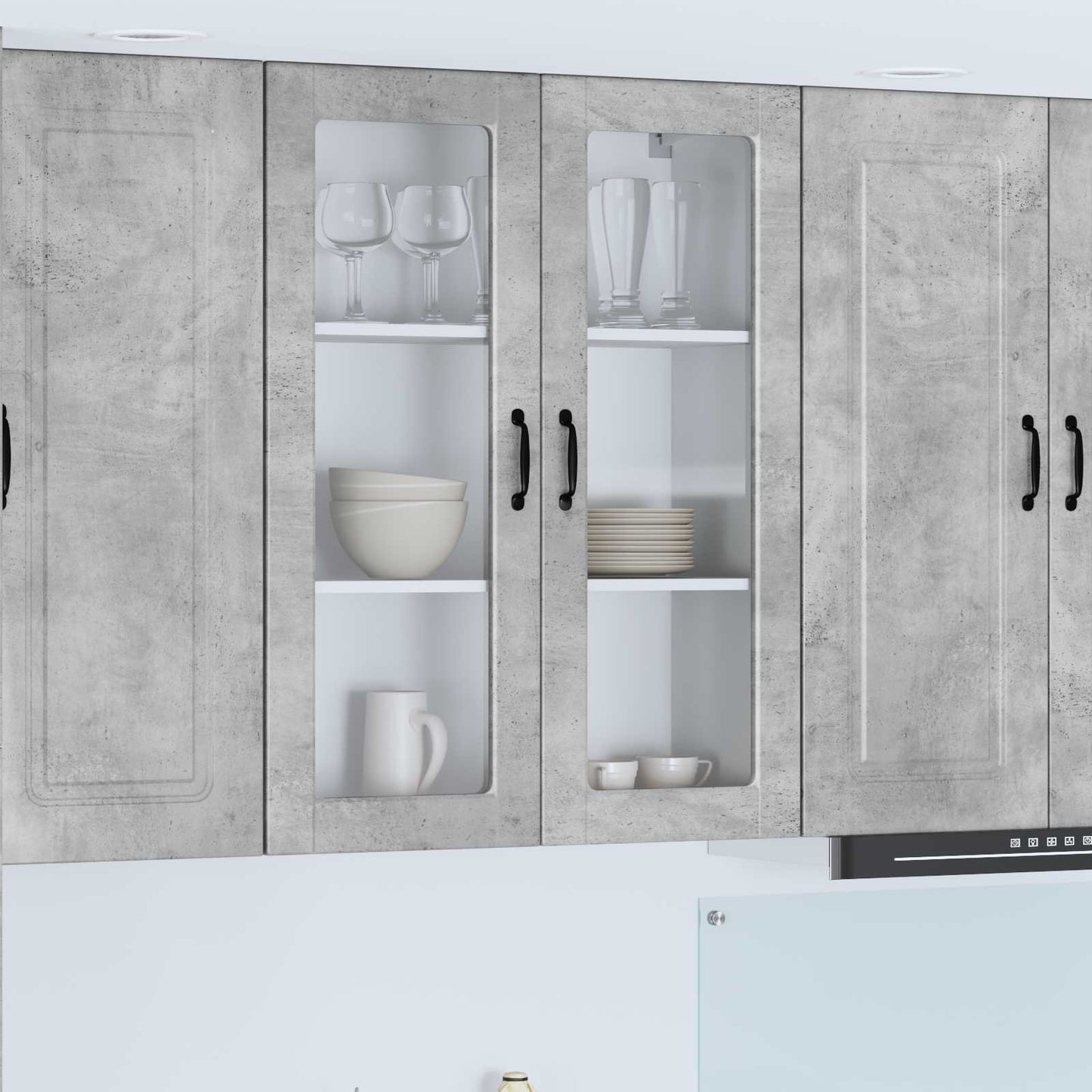 Wall Glass Cabinet PORTO Concrete Grey 80 x 31 x 100 cm